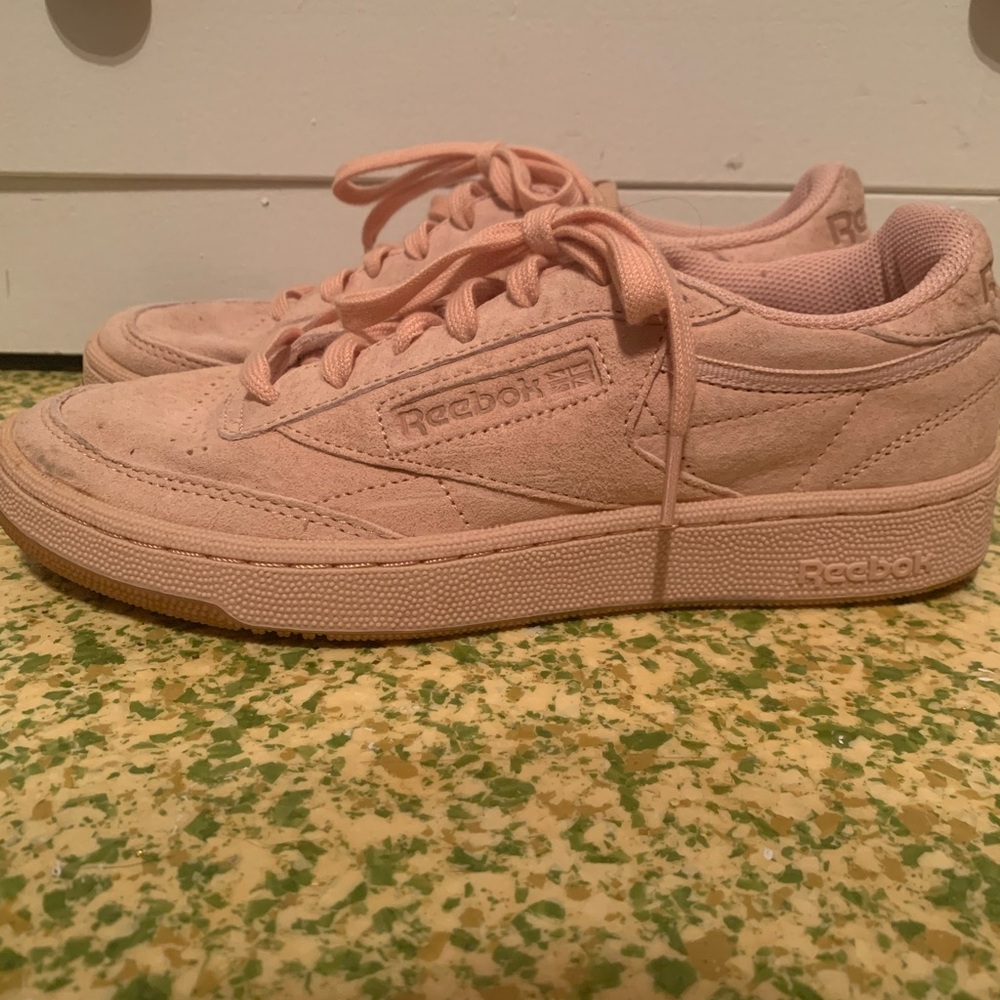 All pink Reebok club C low rise